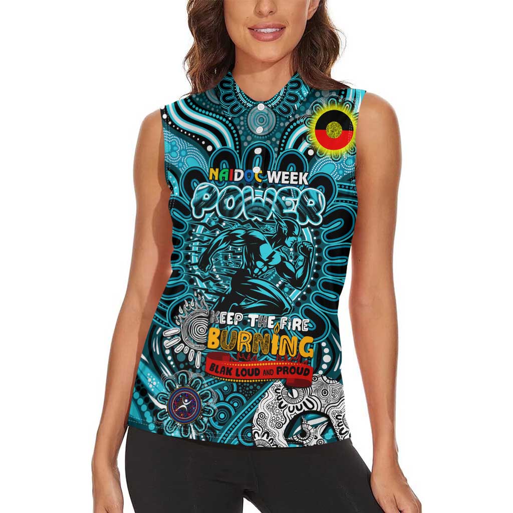 Custom Port Adelaide Power NAIDOC Week 2024 Women Sleeveless Polo Shirt Mascot Football