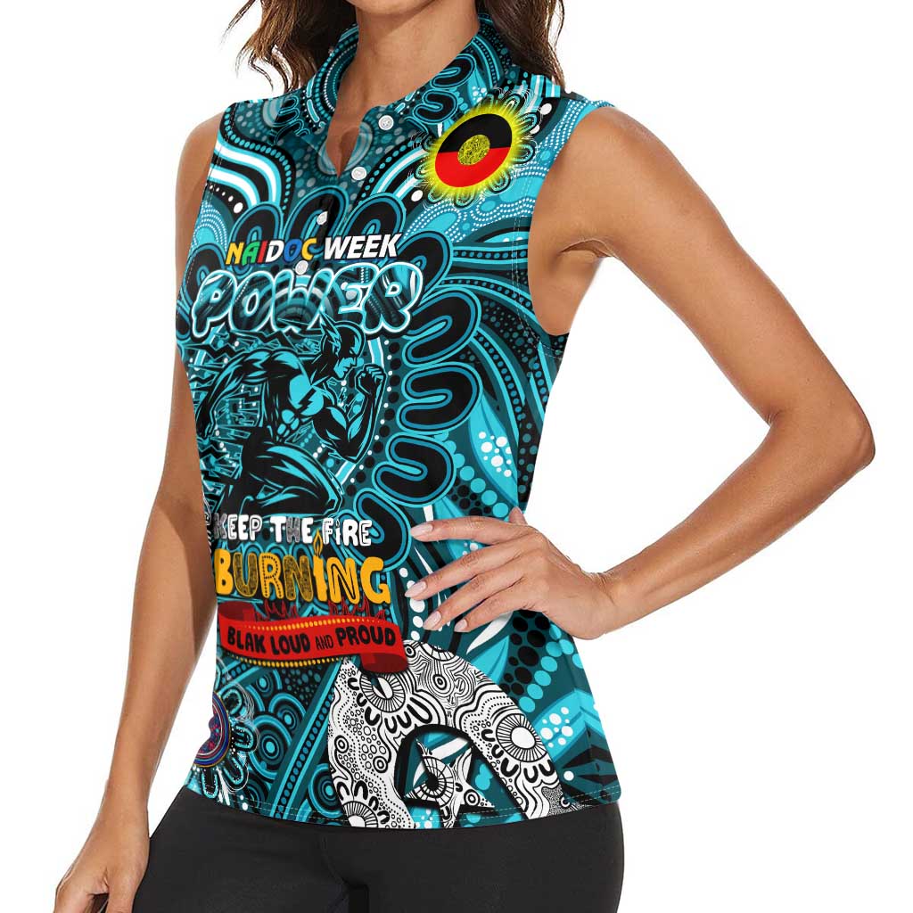 Custom Port Adelaide Power NAIDOC Week 2024 Women Sleeveless Polo Shirt Mascot Football