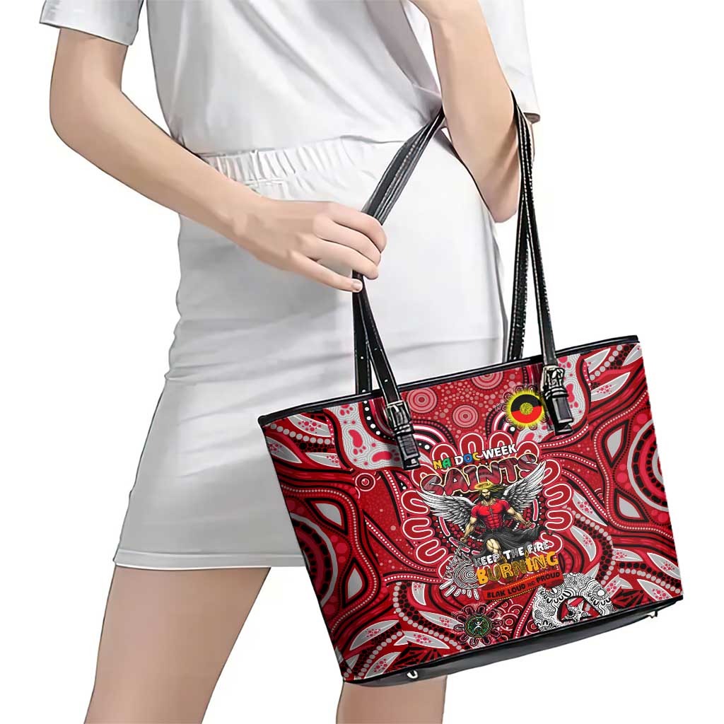 St Kilda Saints NAIDOC Week 2024 Leather Tote Bag Mascot Football