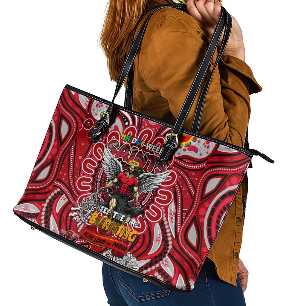 St Kilda Saints NAIDOC Week 2024 Leather Tote Bag Mascot Football