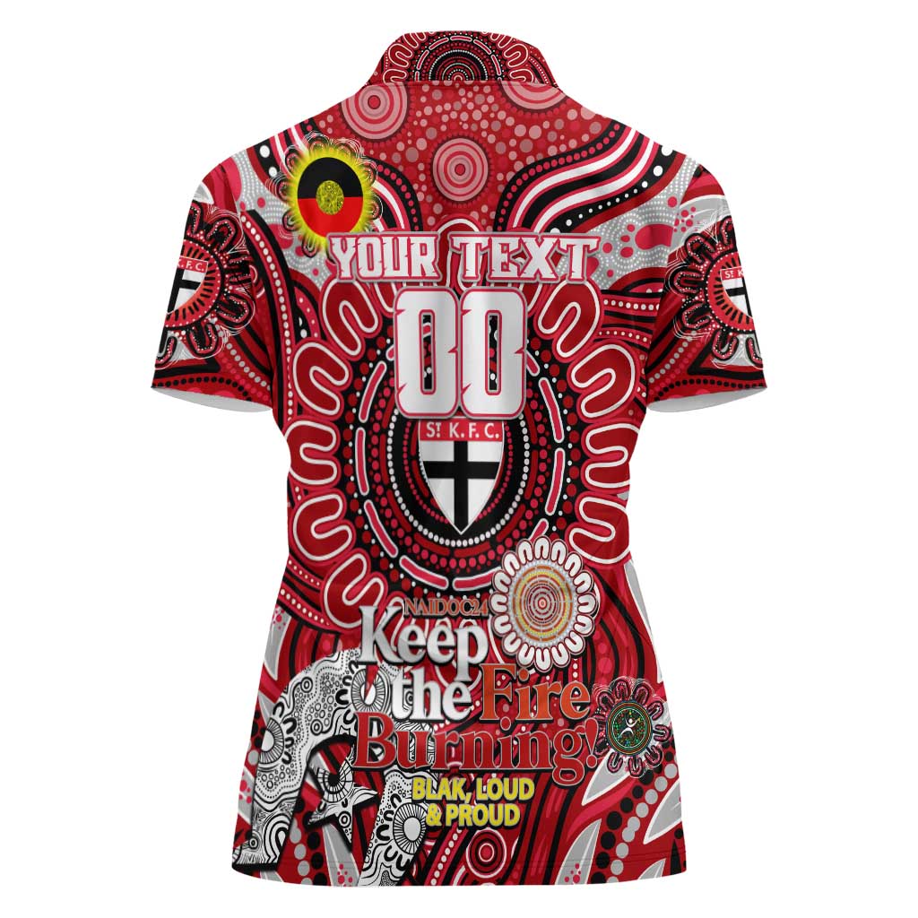 Custom St Kilda Saints NAIDOC Week 2024 Women Polo Shirt Mascot Football