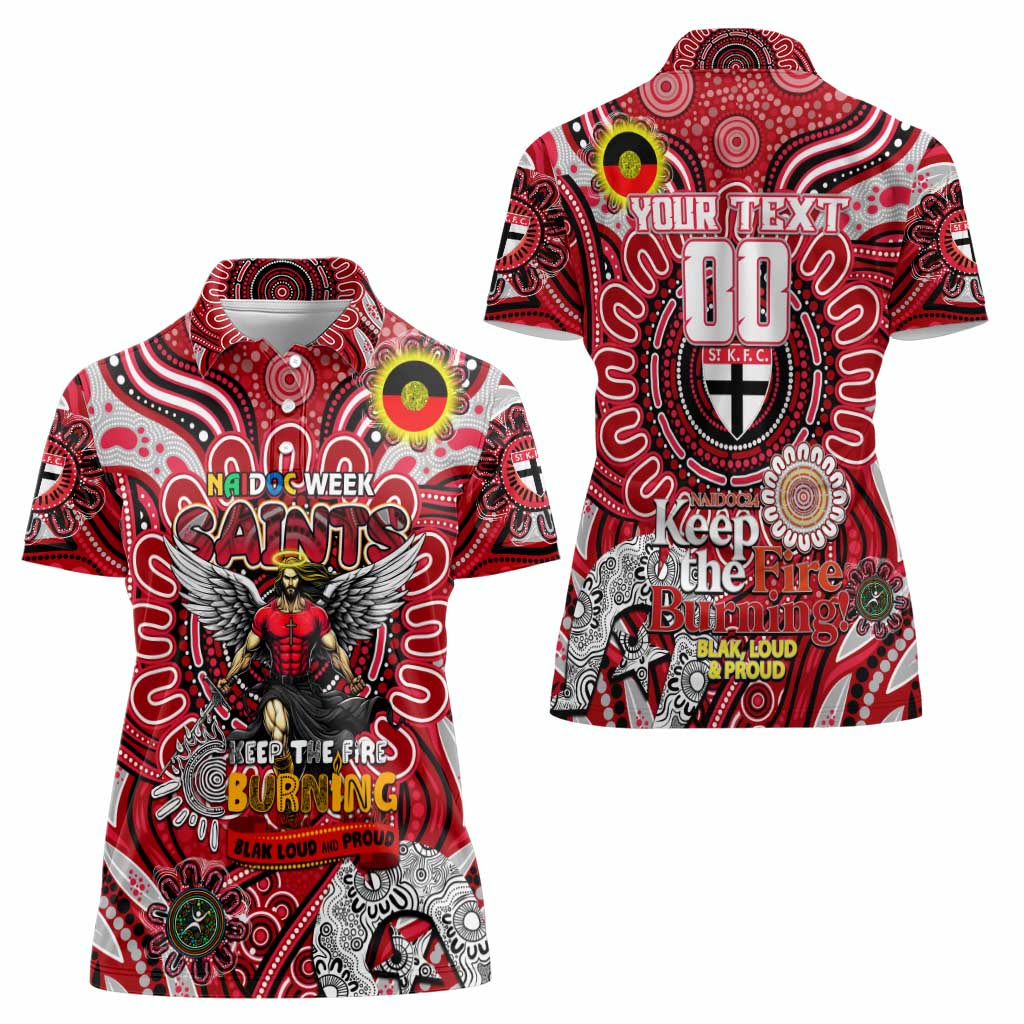 Custom St Kilda Saints NAIDOC Week 2024 Women Polo Shirt Mascot Football