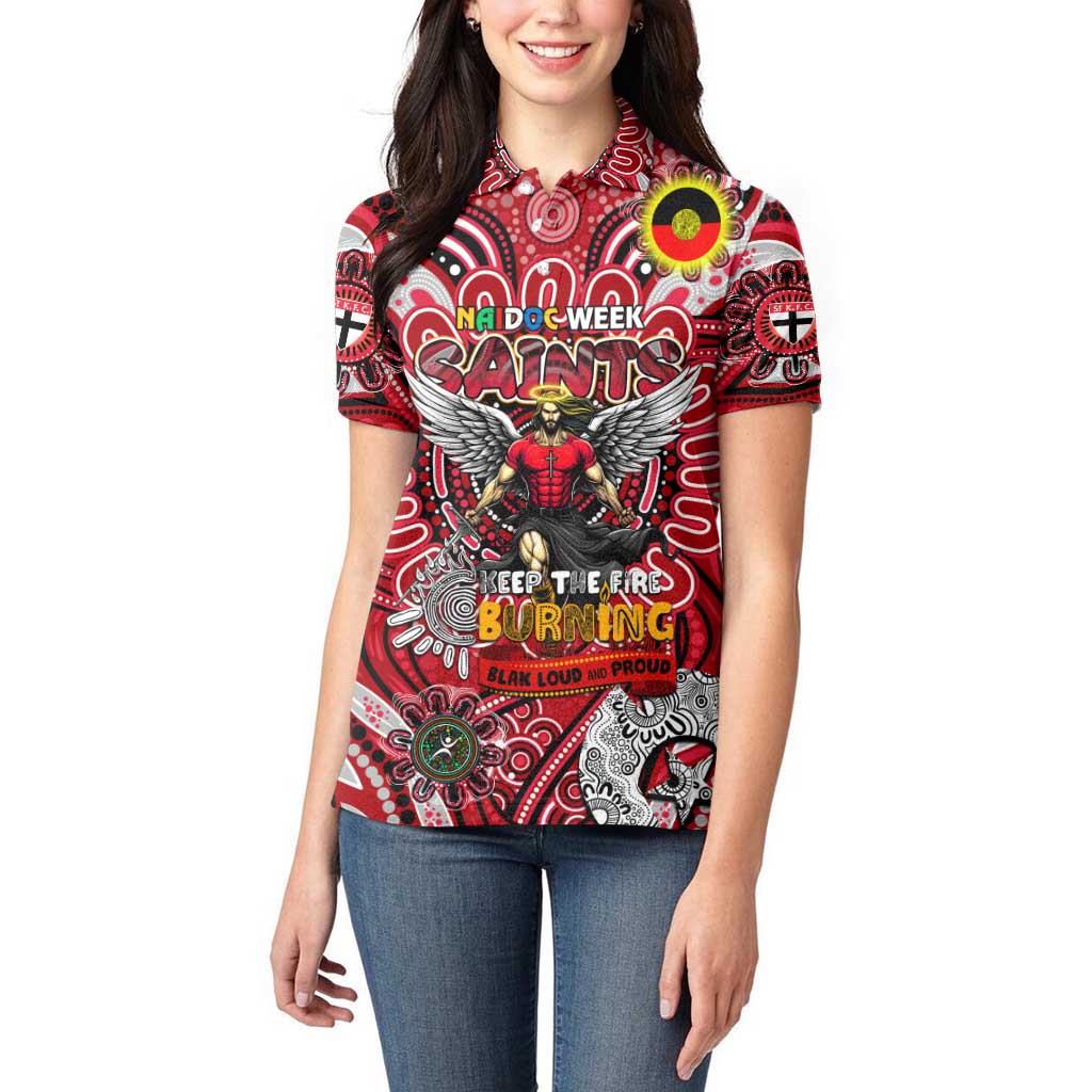 Custom St Kilda Saints NAIDOC Week 2024 Women Polo Shirt Mascot Football