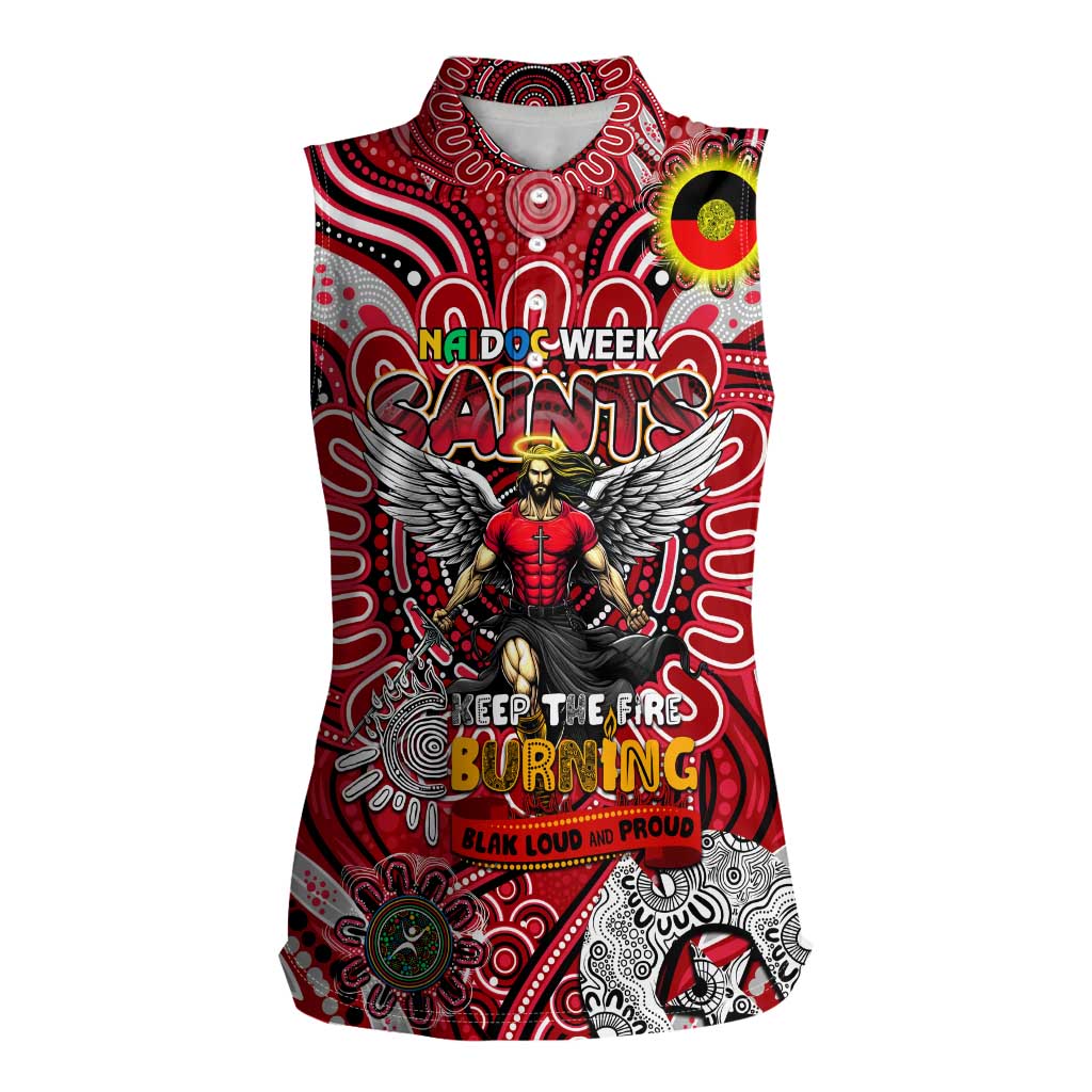 Custom St Kilda Saints NAIDOC Week 2024 Women Sleeveless Polo Shirt Mascot Football