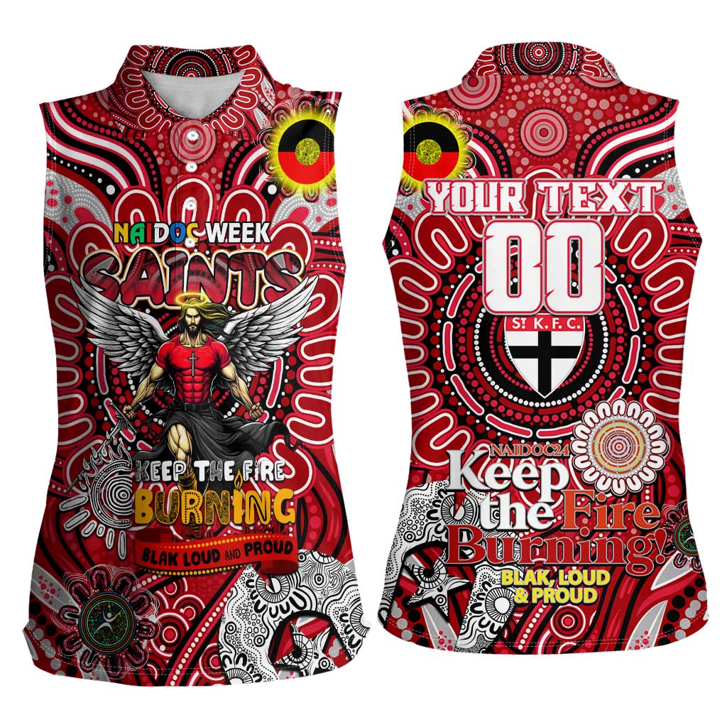 Custom St Kilda Saints NAIDOC Week 2024 Women Sleeveless Polo Shirt Mascot Football