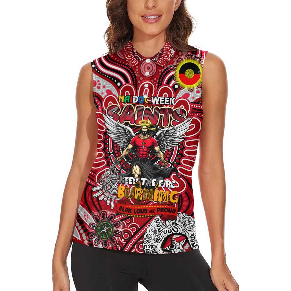 Custom St Kilda Saints NAIDOC Week 2024 Women Sleeveless Polo Shirt Mascot Football