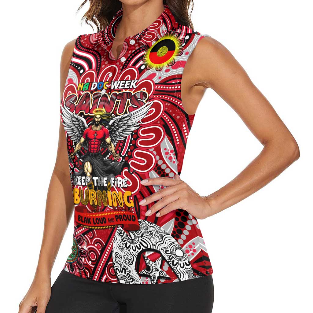 Custom St Kilda Saints NAIDOC Week 2024 Women Sleeveless Polo Shirt Mascot Football