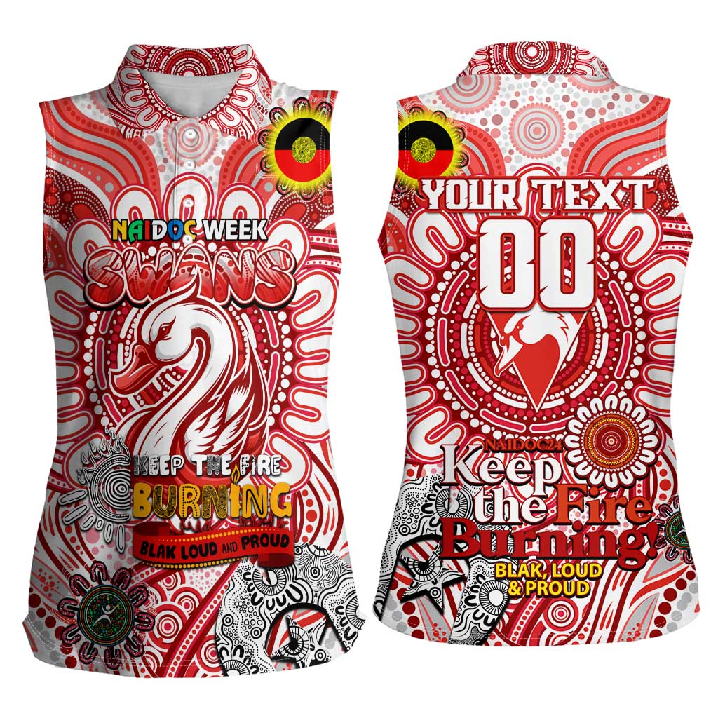 Custom Sydney Swans NAIDOC Week 2024 Women Sleeveless Polo Shirt Mascot Football