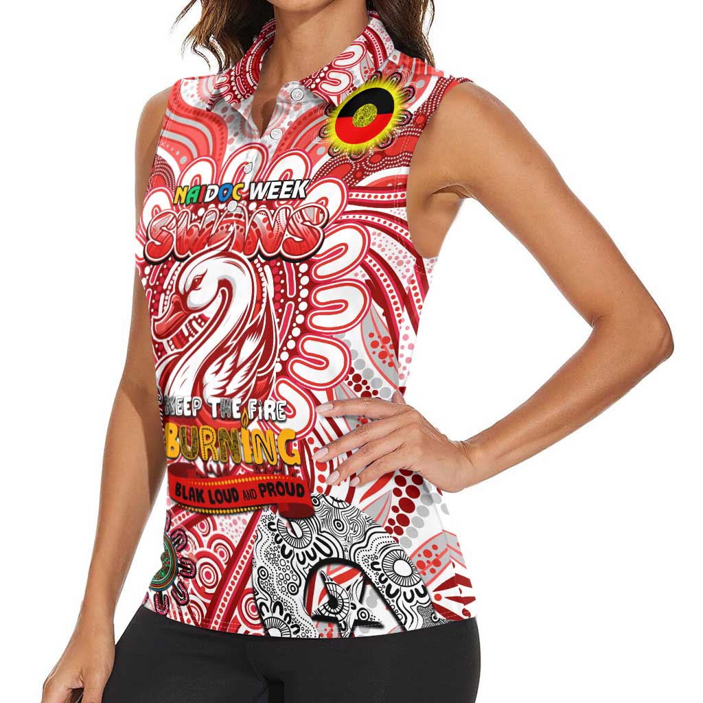 Custom Sydney Swans NAIDOC Week 2024 Women Sleeveless Polo Shirt Mascot Football