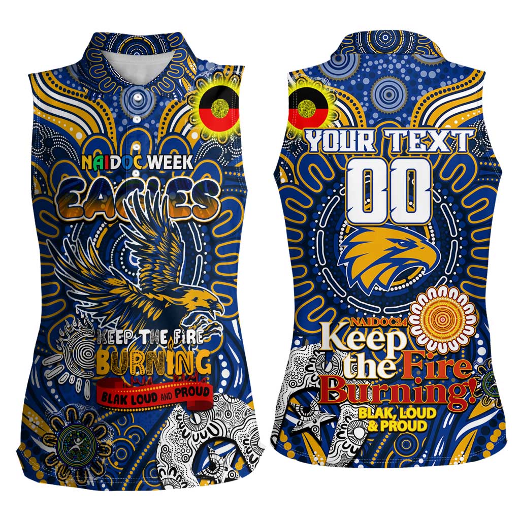 Custom West Coast Eagles NAIDOC Week 2024 Women Sleeveless Polo Shirt Mascot Football