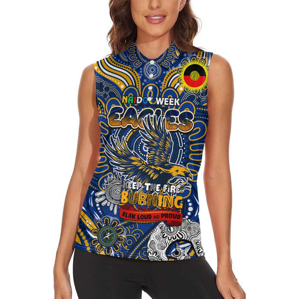 Custom West Coast Eagles NAIDOC Week 2024 Women Sleeveless Polo Shirt Mascot Football