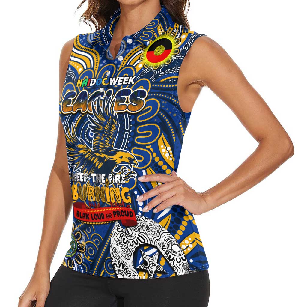 Custom West Coast Eagles NAIDOC Week 2024 Women Sleeveless Polo Shirt Mascot Football