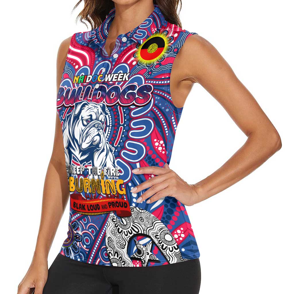 Custom Western Bulldogs NAIDOC Week 2024 Women Sleeveless Polo Shirt Mascot Football