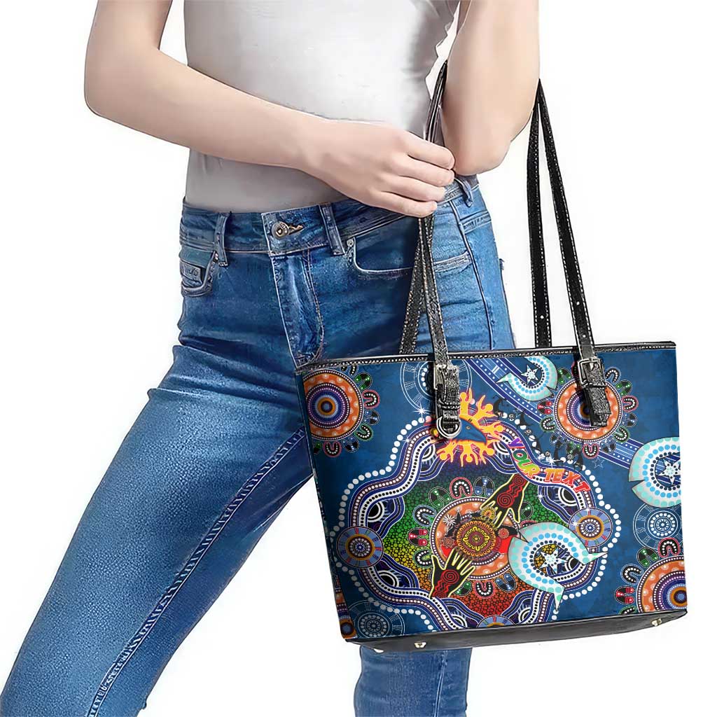 Custom NAIDOC Week 2024 Adelaide Crows Leather Tote Bag Australia Aboriginal Dot Painting