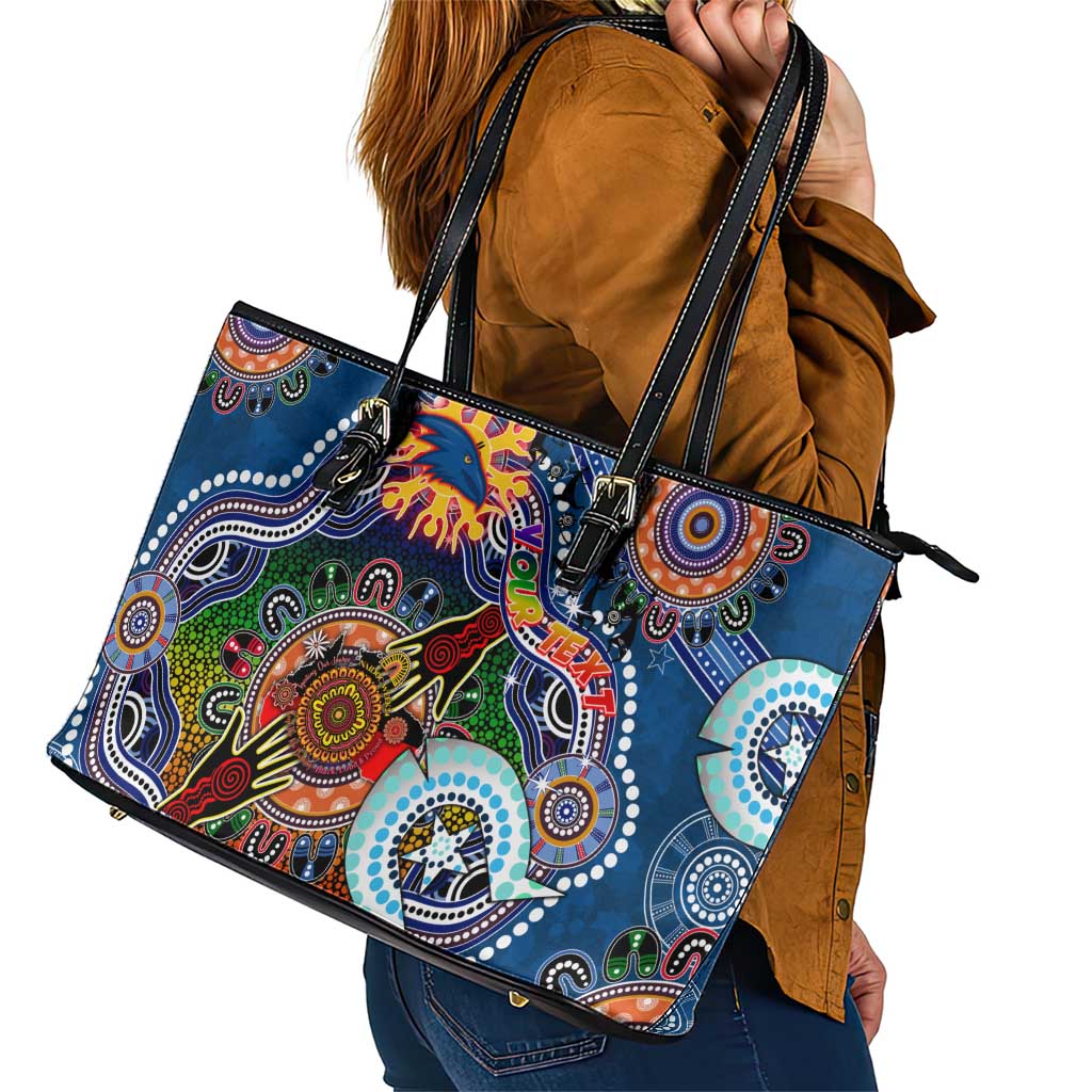 Custom NAIDOC Week 2024 Adelaide Crows Leather Tote Bag Australia Aboriginal Dot Painting