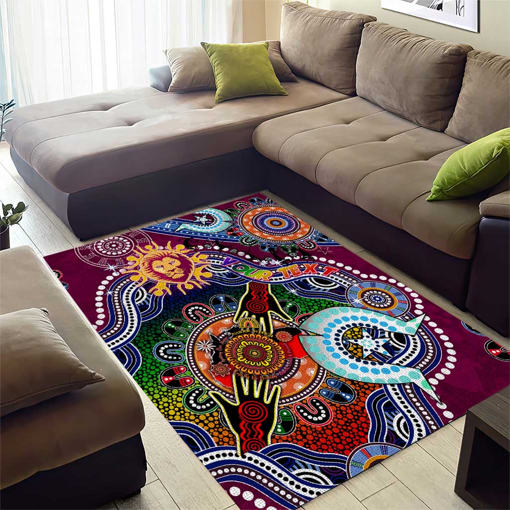 Custom NAIDOC Week 2024 Brisbane Lions Area Rug Australia Aboriginal Dot Painting