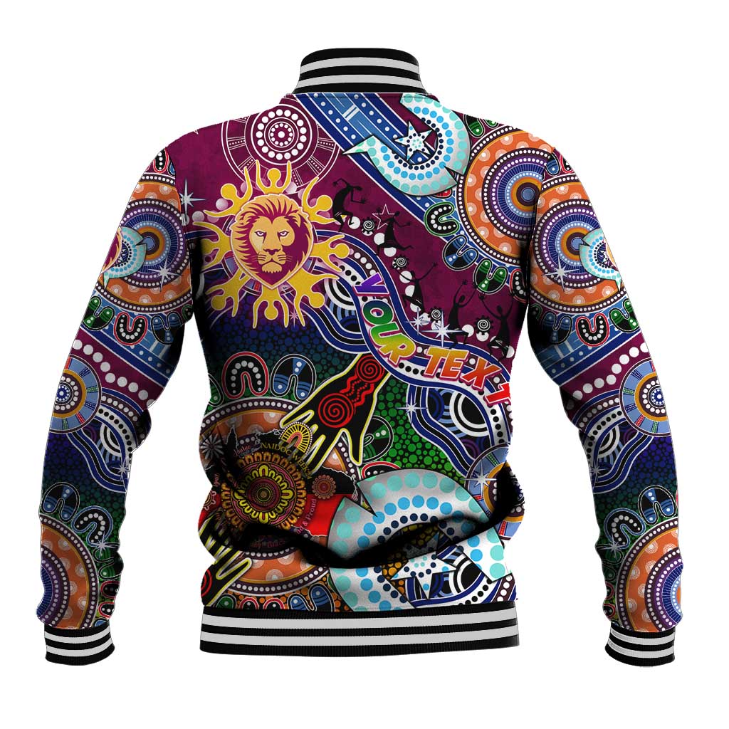 Custom NAIDOC Week 2024 Brisbane Lions Baseball Jacket Australia Aboriginal Dot Painting