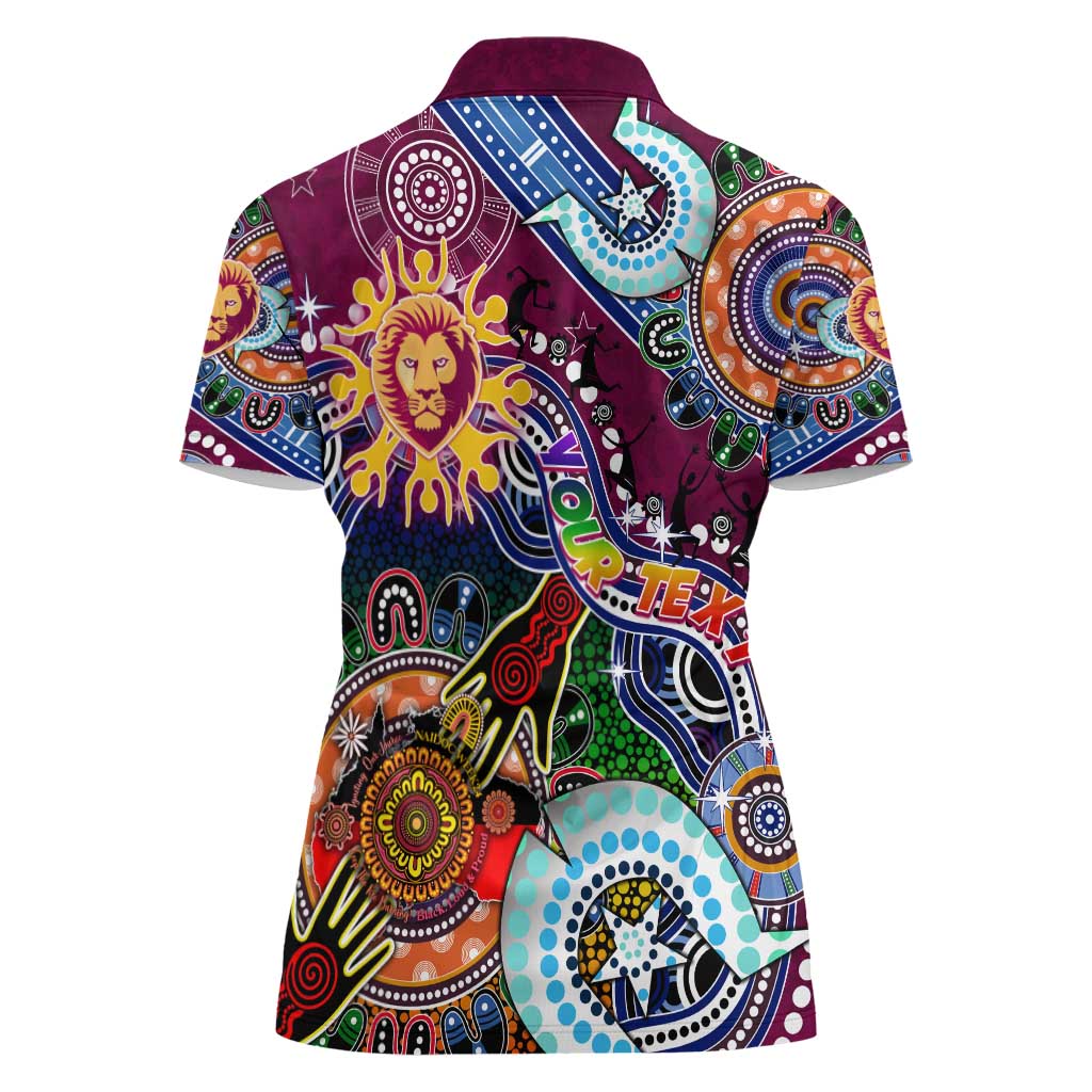 Custom NAIDOC Week 2024 Brisbane Lions Women Polo Shirt Australia Aboriginal Dot Painting