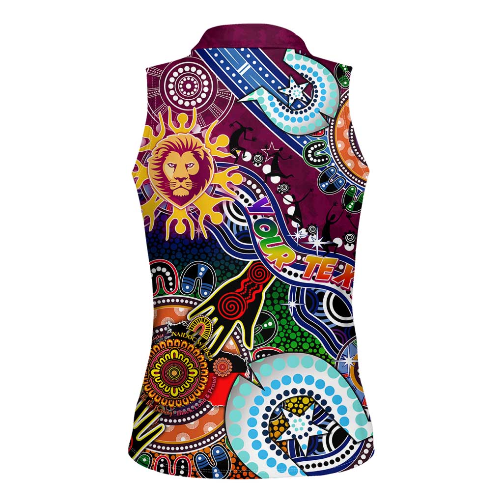 Custom NAIDOC Week 2024 Brisbane Lions Women Sleeveless Polo Shirt Australia Aboriginal Dot Painting