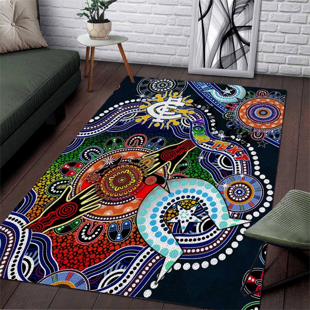 Custom NAIDOC Week 2024 Carlton Blues Area Rug Australia Aboriginal Dot Painting