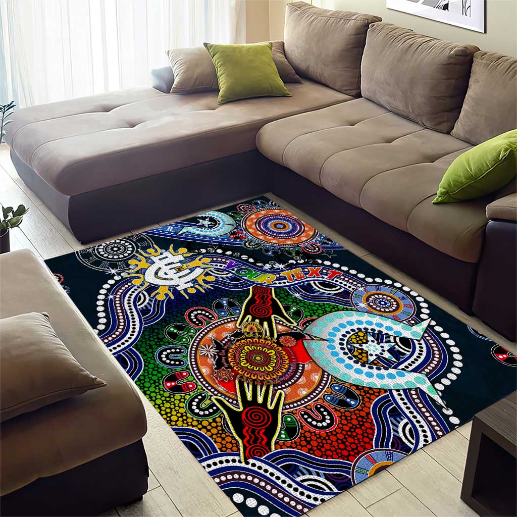 Custom NAIDOC Week 2024 Carlton Blues Area Rug Australia Aboriginal Dot Painting