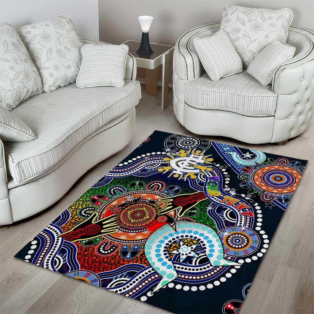 Custom NAIDOC Week 2024 Carlton Blues Area Rug Australia Aboriginal Dot Painting