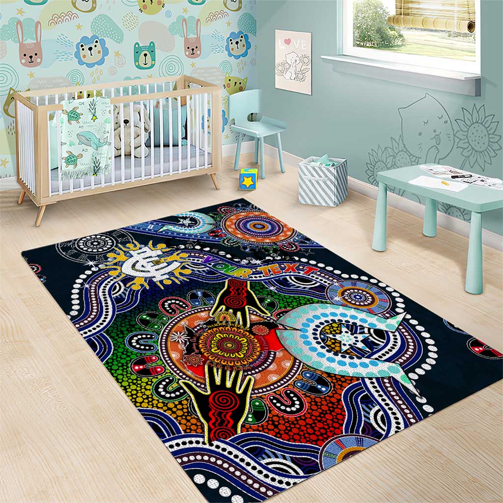 Custom NAIDOC Week 2024 Carlton Blues Area Rug Australia Aboriginal Dot Painting