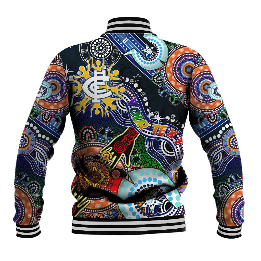 Custom NAIDOC Week 2024 Carlton Blues Baseball Jacket Australia Aboriginal Dot Painting