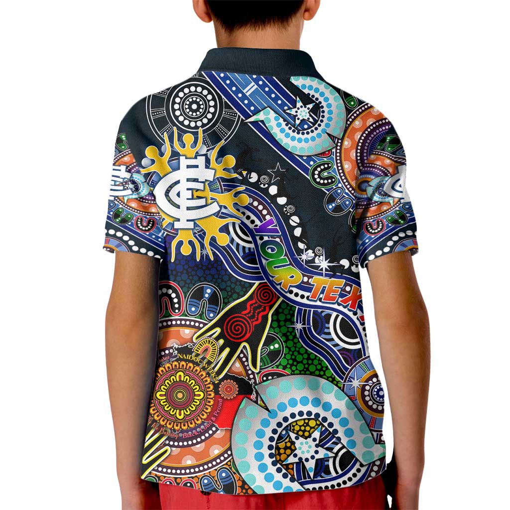 Custom NAIDOC Week 2024 Carlton Blues Kid Polo Shirt Australia Aboriginal Dot Painting