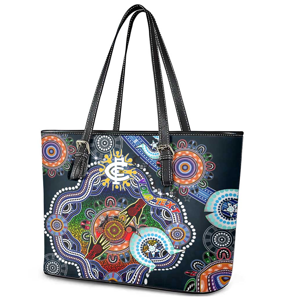 Custom NAIDOC Week 2024 Carlton Blues Leather Tote Bag Australia Aboriginal Dot Painting