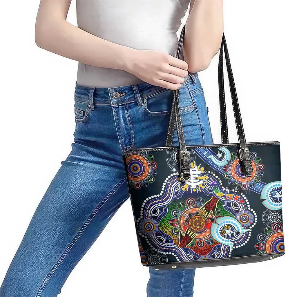 Custom NAIDOC Week 2024 Carlton Blues Leather Tote Bag Australia Aboriginal Dot Painting