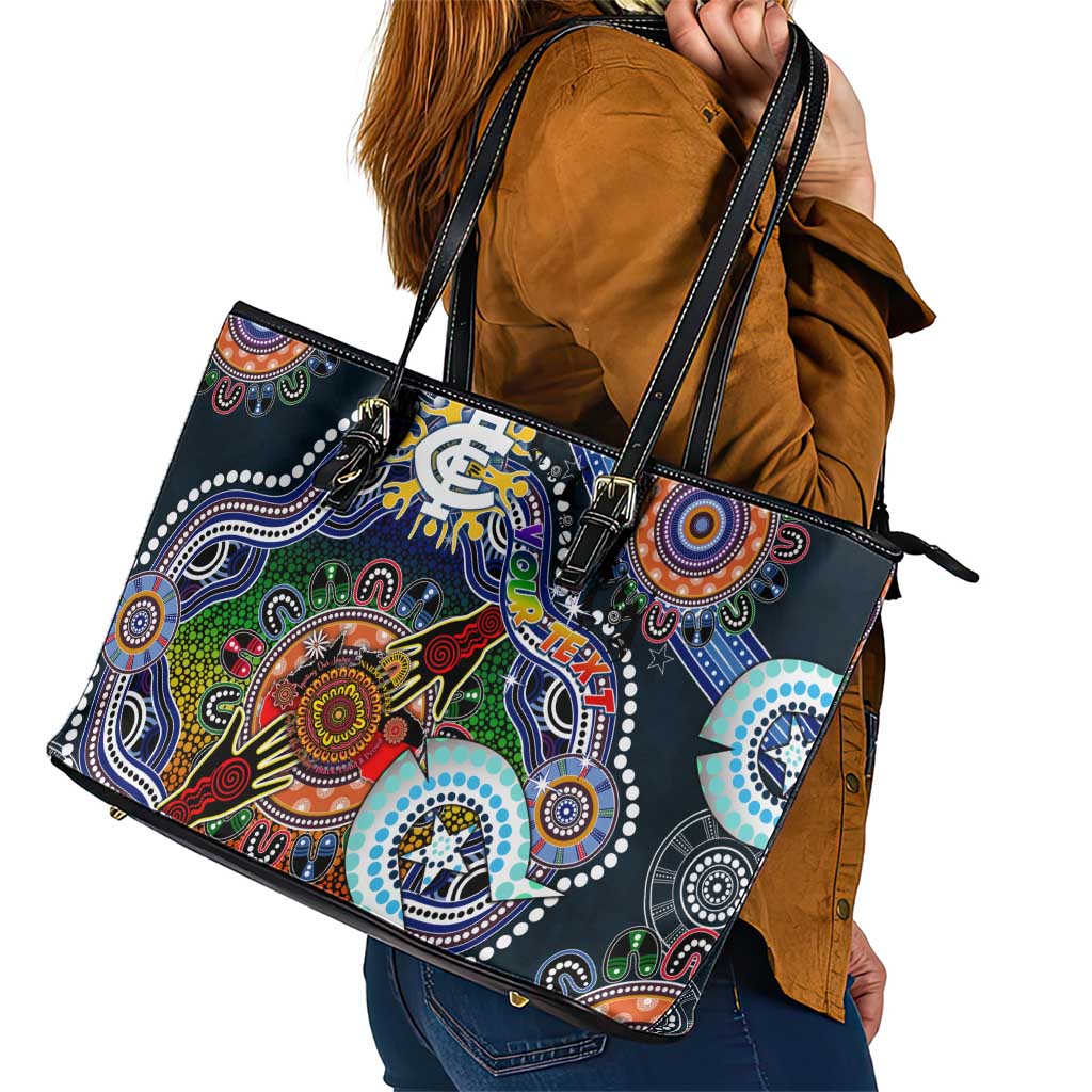 Custom NAIDOC Week 2024 Carlton Blues Leather Tote Bag Australia Aboriginal Dot Painting