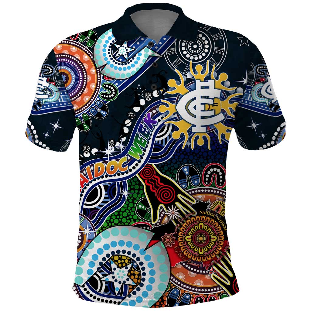 Custom NAIDOC Week 2024 Carlton Blues Polo Shirt Australia Aboriginal Dot Painting