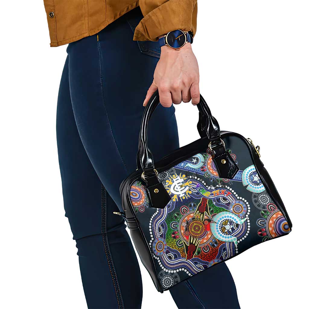 Custom NAIDOC Week 2024 Carlton Blues Shoulder Handbag Australia Aboriginal Dot Painting