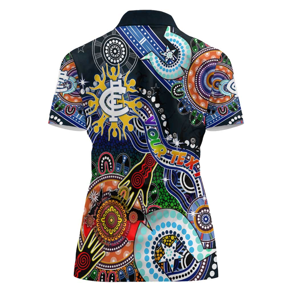 Custom NAIDOC Week 2024 Carlton Blues Women Polo Shirt Australia Aboriginal Dot Painting