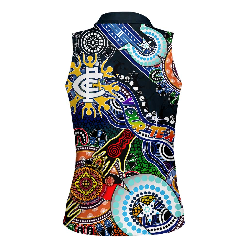 Custom NAIDOC Week 2024 Carlton Blues Women Sleeveless Polo Shirt Australia Aboriginal Dot Painting