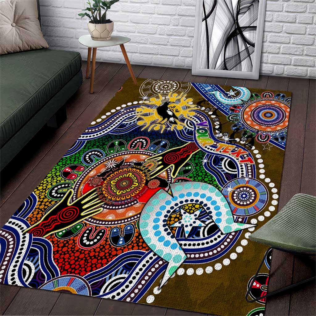 Custom NAIDOC Week 2024 Collingwood Magpies Area Rug Australia Aboriginal Dot Painting