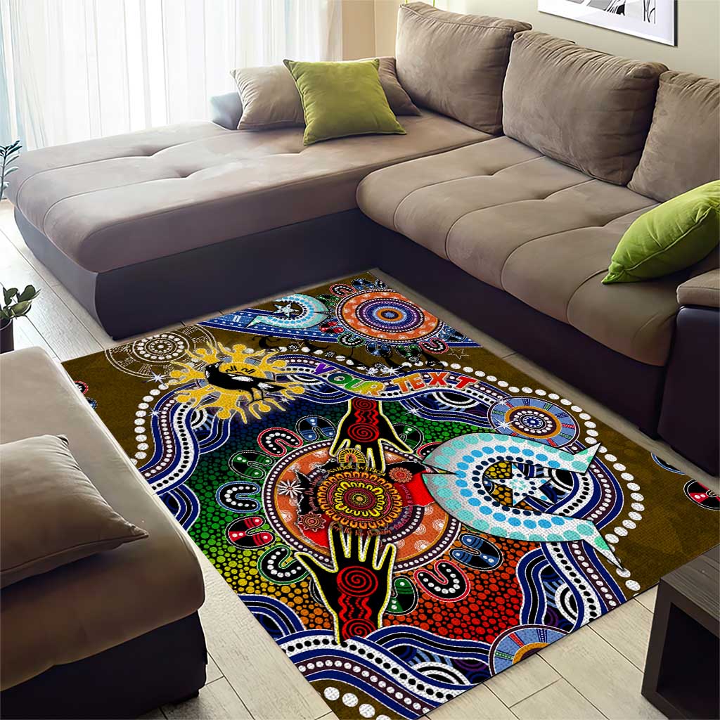 Custom NAIDOC Week 2024 Collingwood Magpies Area Rug Australia Aboriginal Dot Painting