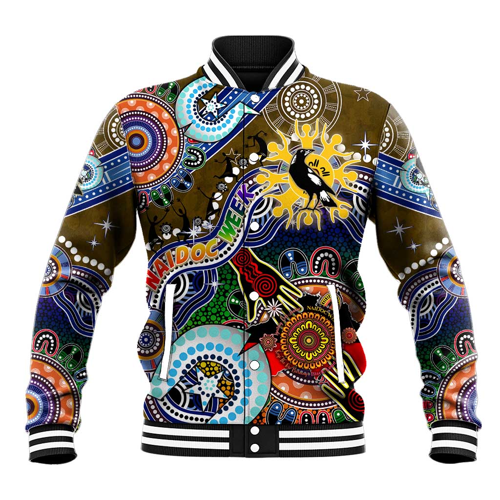 Custom NAIDOC Week 2024 Collingwood Magpies Baseball Jacket Australia Aboriginal Dot Painting