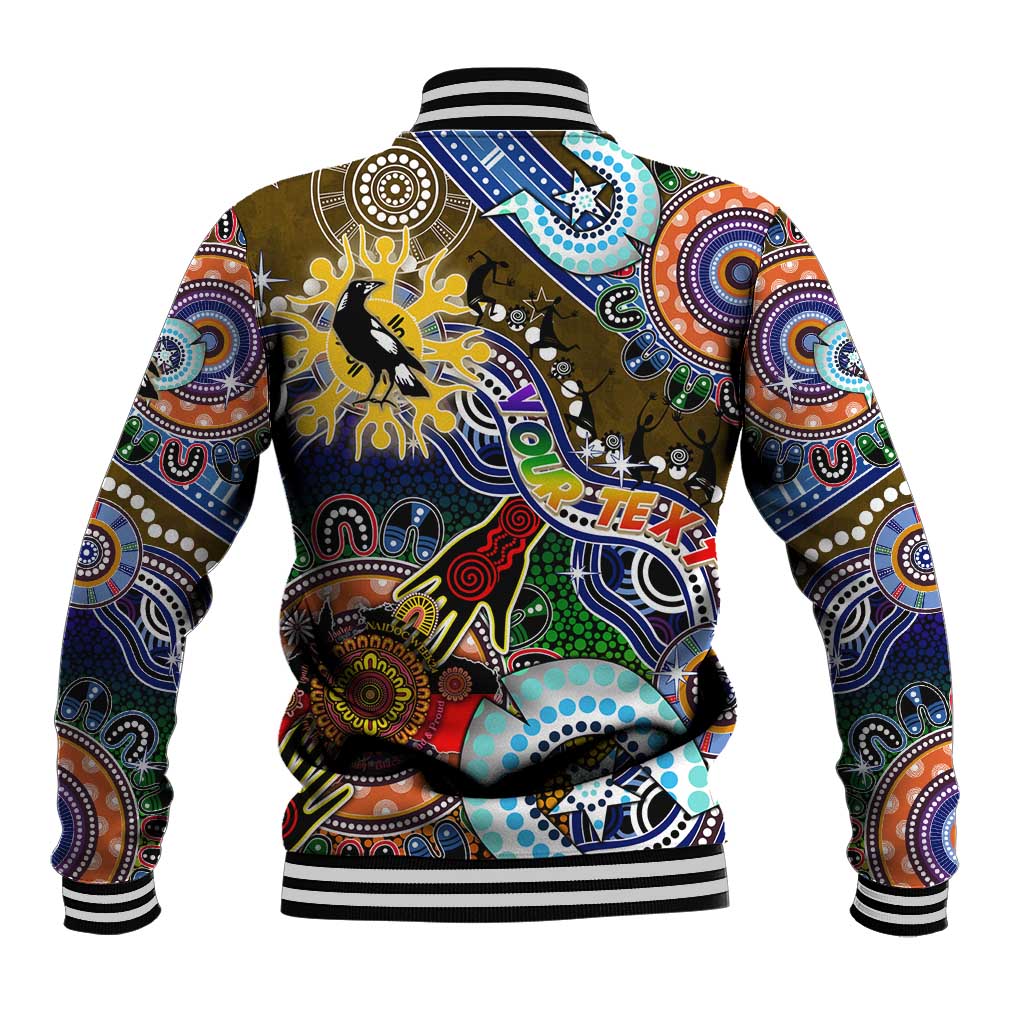 Custom NAIDOC Week 2024 Collingwood Magpies Baseball Jacket Australia Aboriginal Dot Painting