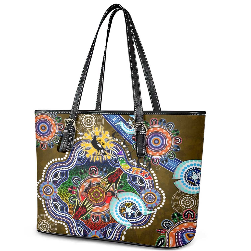 Custom NAIDOC Week 2024 Collingwood Magpies Leather Tote Bag Australia Aboriginal Dot Painting