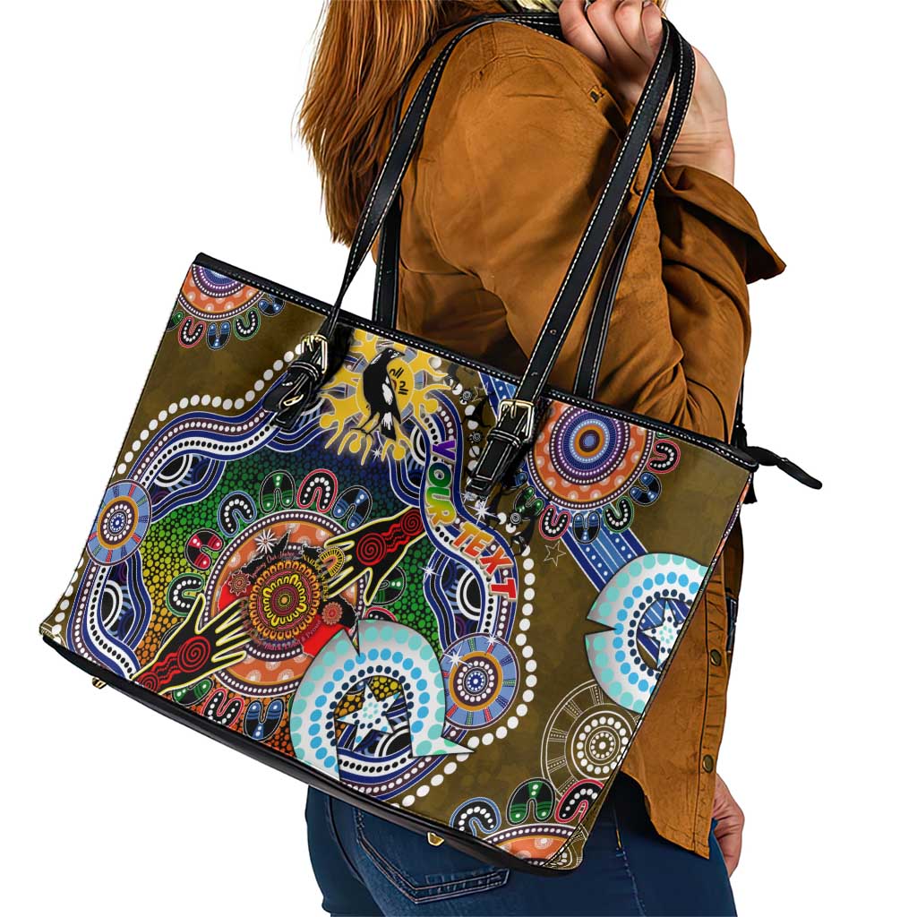 Custom NAIDOC Week 2024 Collingwood Magpies Leather Tote Bag Australia Aboriginal Dot Painting