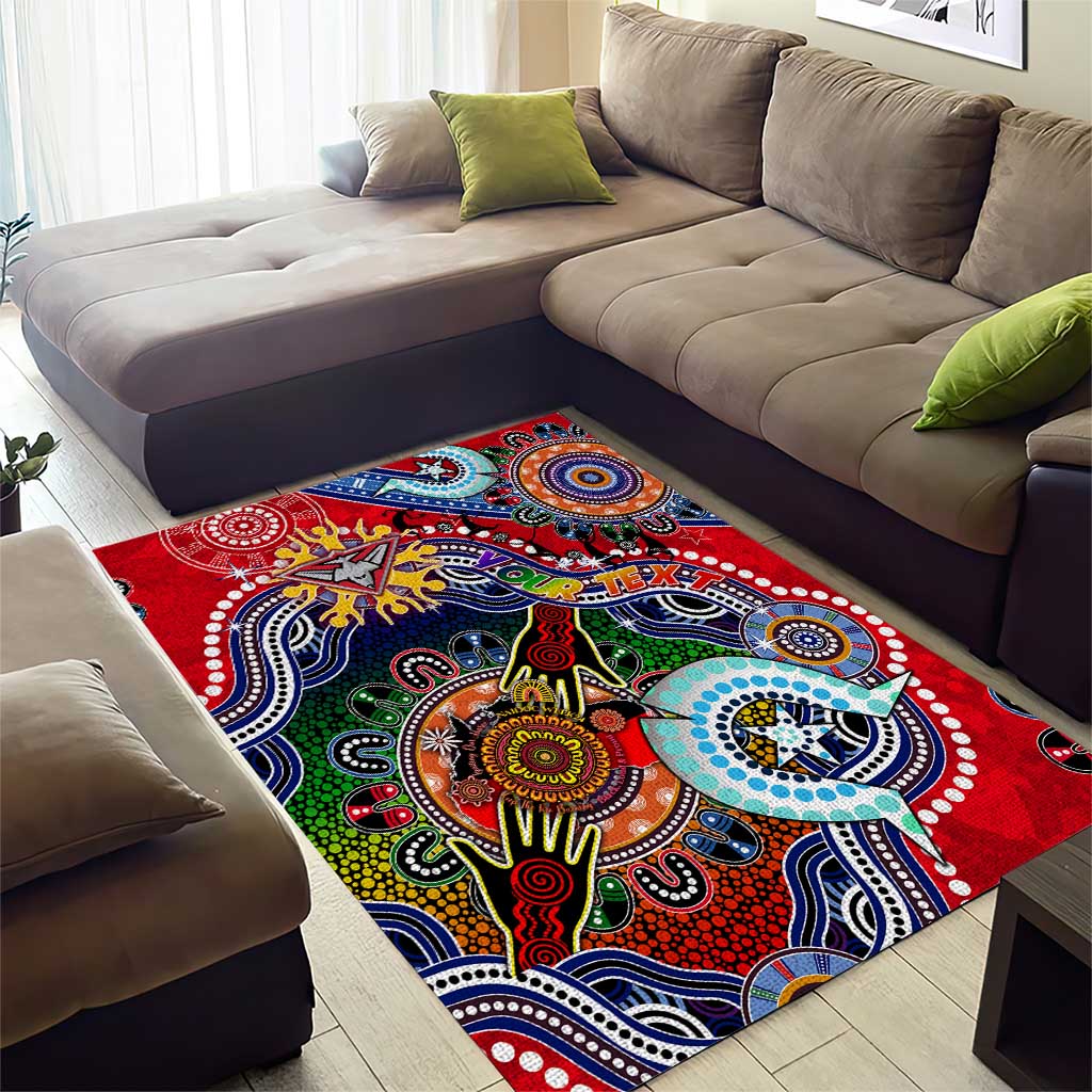 Custom NAIDOC Week 2024 Essendon Bombers Area Rug Australia Aboriginal Dot Painting