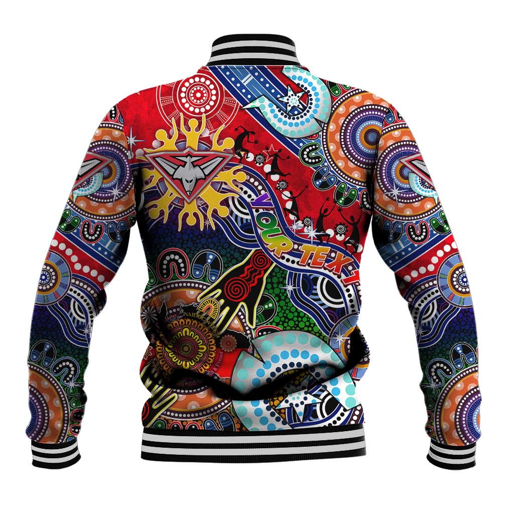 Custom NAIDOC Week 2024 Essendon Bombers Baseball Jacket Australia Aboriginal Dot Painting