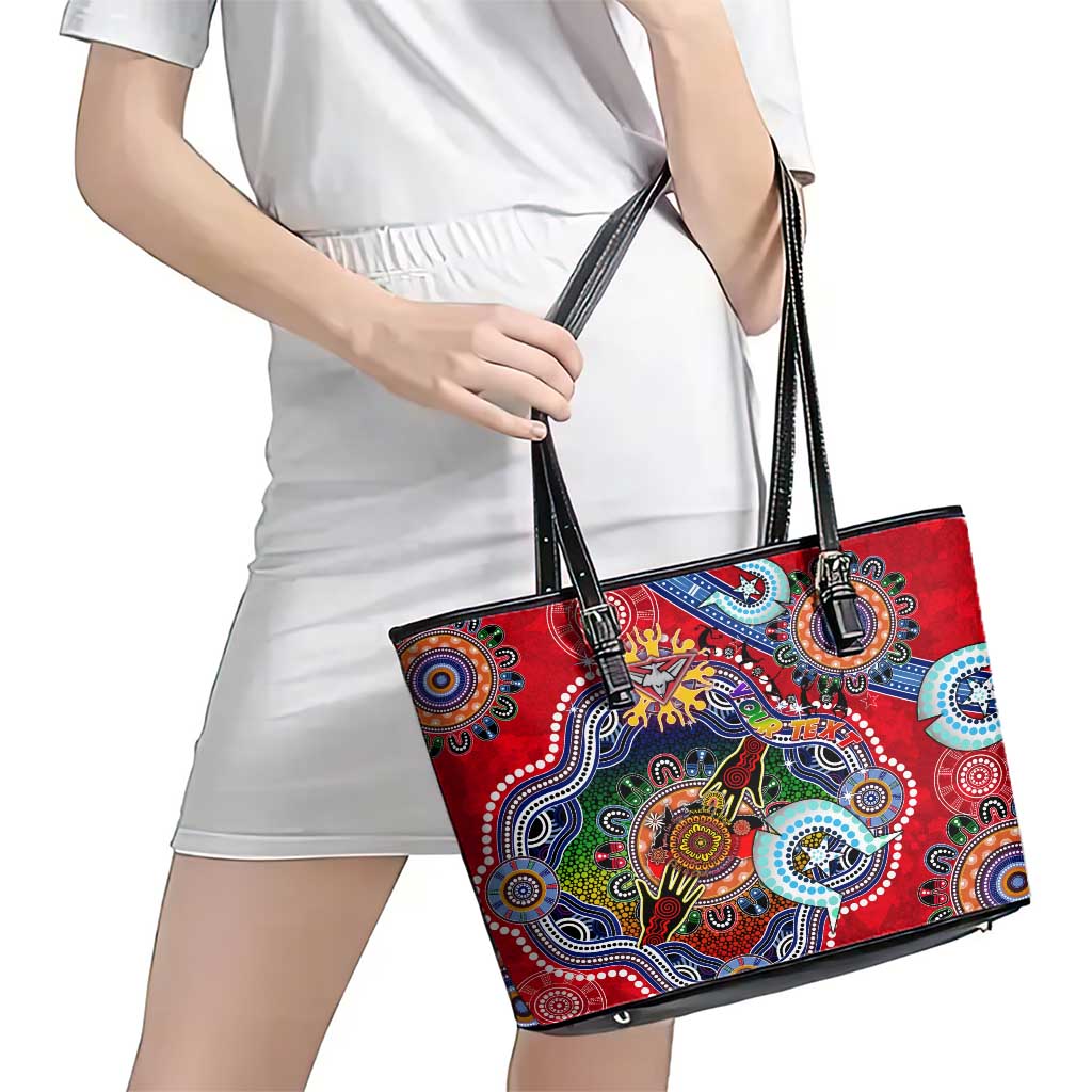 Custom NAIDOC Week 2024 Essendon Bombers Leather Tote Bag Australia Aboriginal Dot Painting