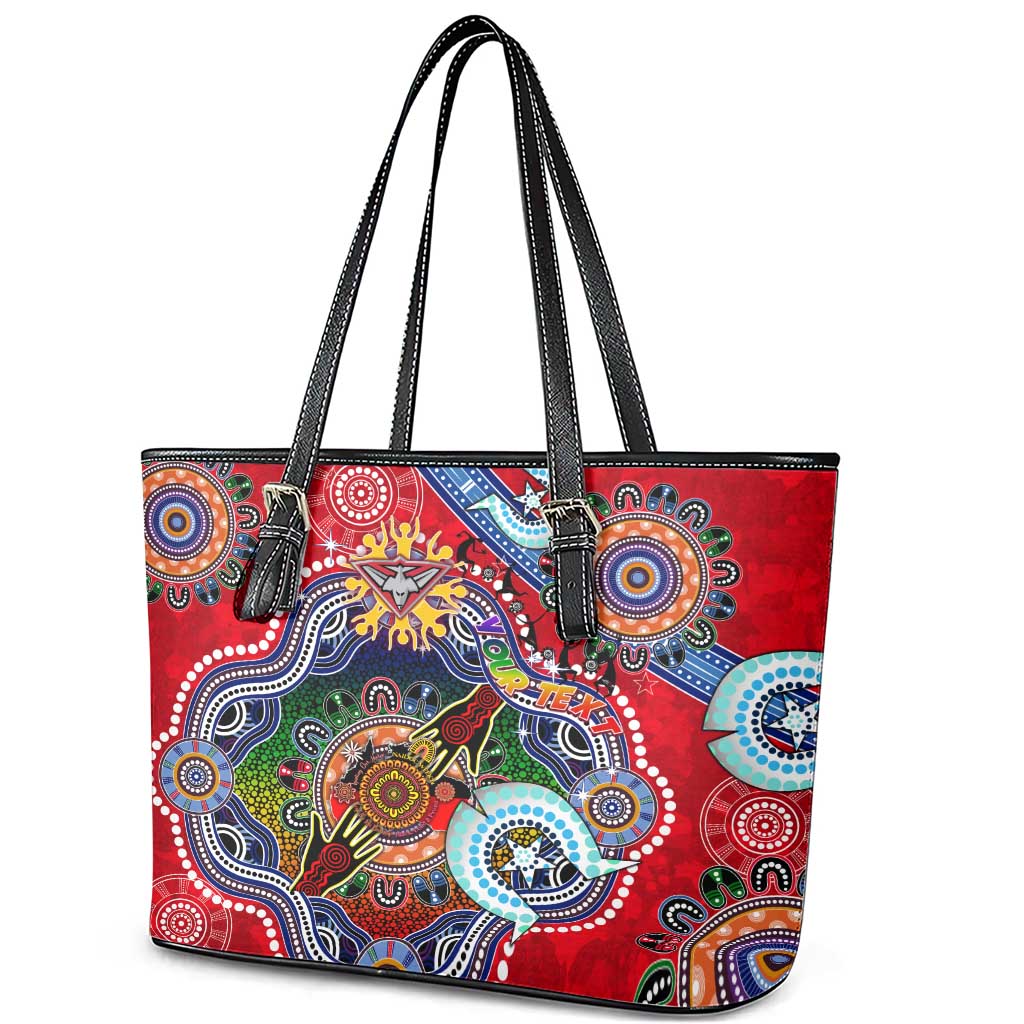 Custom NAIDOC Week 2024 Essendon Bombers Leather Tote Bag Australia Aboriginal Dot Painting