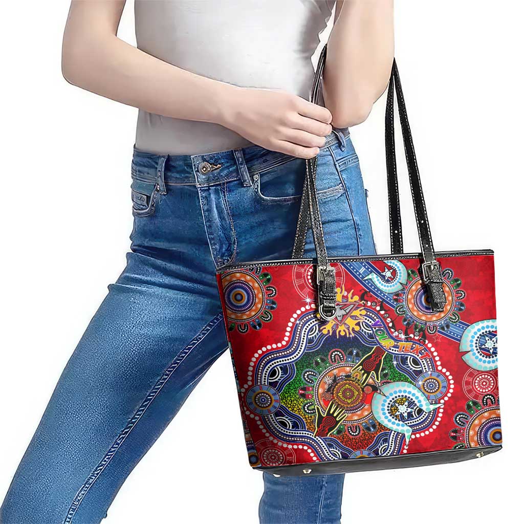 Custom NAIDOC Week 2024 Essendon Bombers Leather Tote Bag Australia Aboriginal Dot Painting