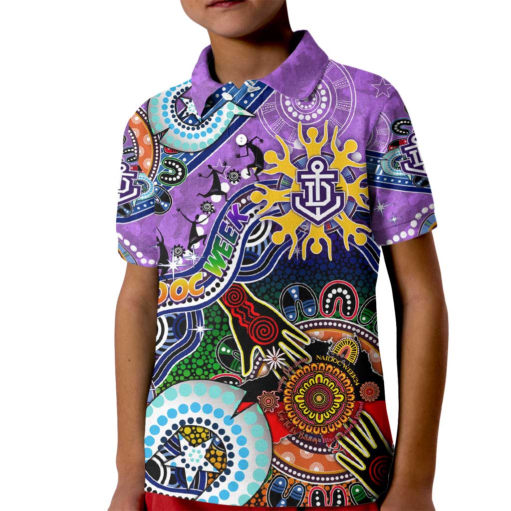 Custom NAIDOC Week 2024 Fremantle Dockers Freo Kid Polo Shirt Australia Aboriginal Dot Painting