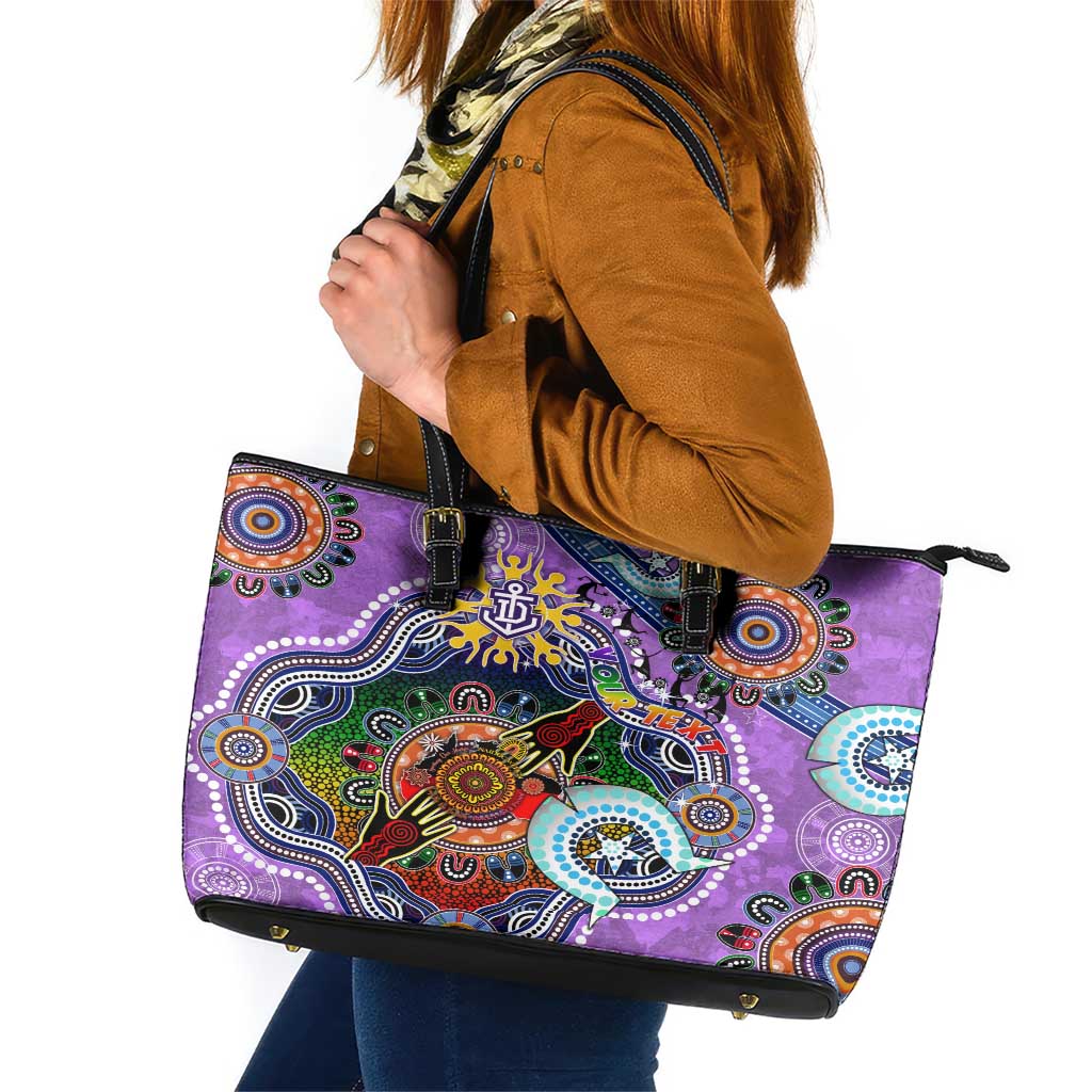 Custom NAIDOC Week 2024 Fremantle Dockers Freo Leather Tote Bag Australia Aboriginal Dot Painting