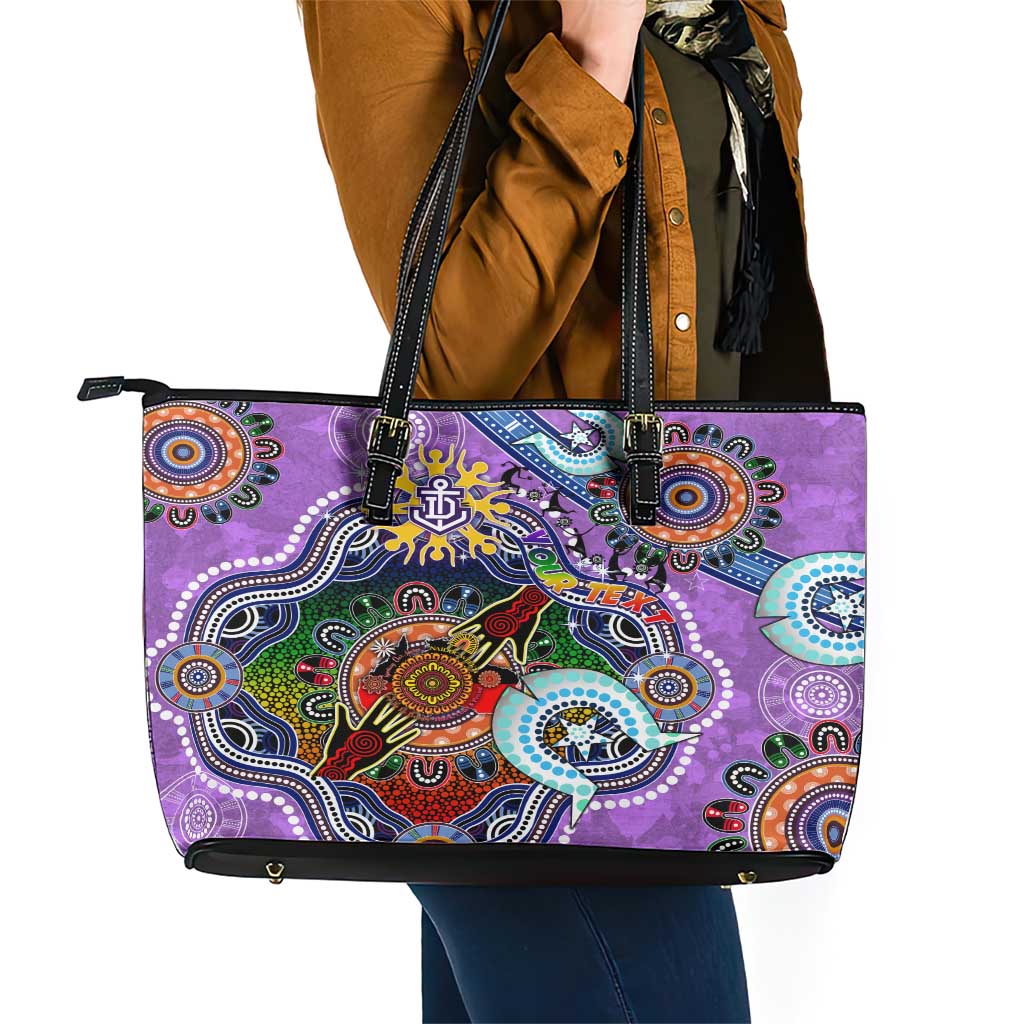 Custom NAIDOC Week 2024 Fremantle Dockers Freo Leather Tote Bag Australia Aboriginal Dot Painting